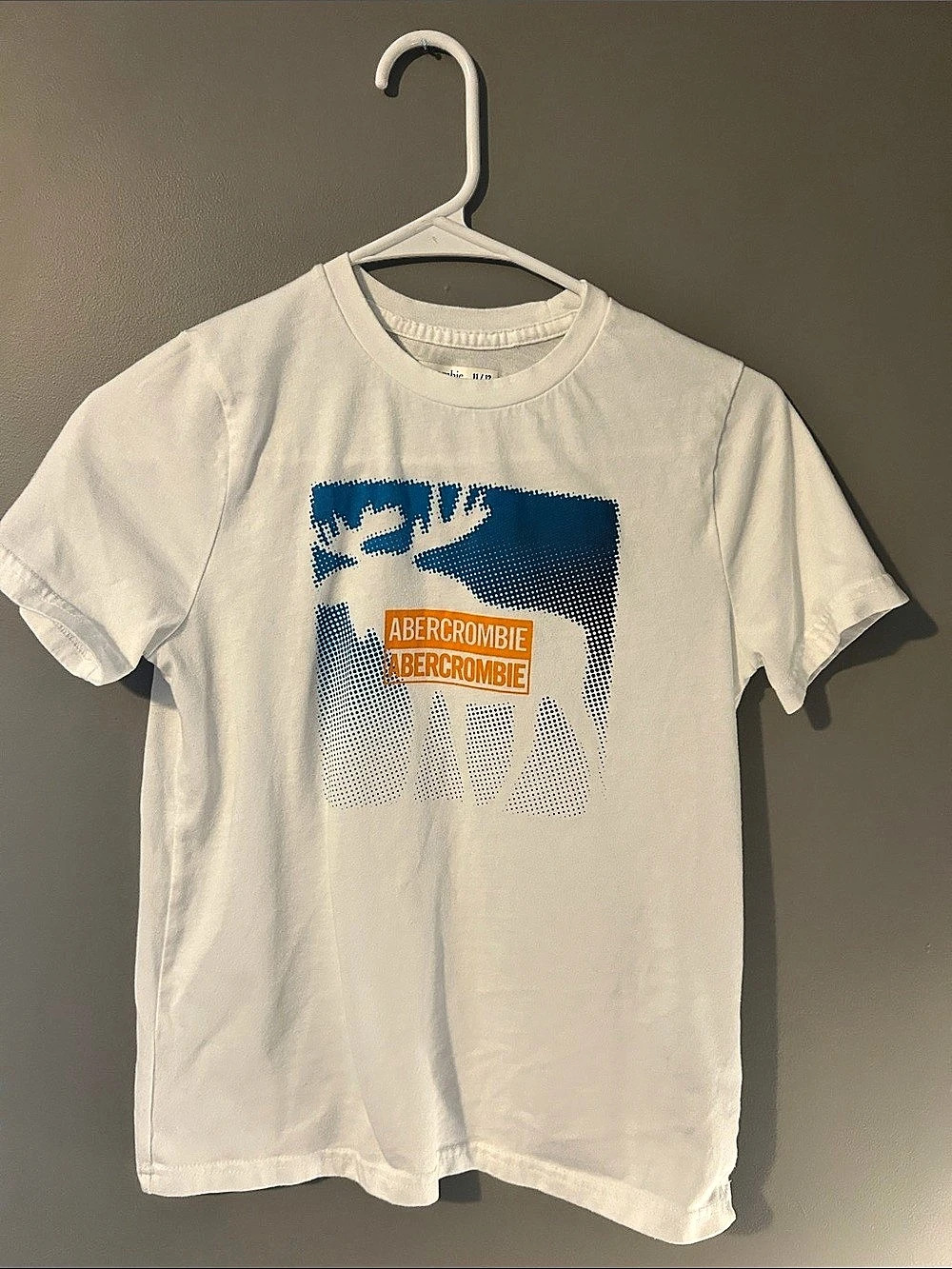 Abercrombie Kids Large Graphic Short Sleeve Tee Boys 11/12 White & Blue